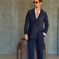 ABITO  BLU VELLUTO LISCIO DOPPIOPETTO PANTALONE FONDO REGULAR PETRO' 1060