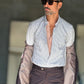 CAMICIA MILLERIGHE MORO  STRETCH POPELINE DI COTONE