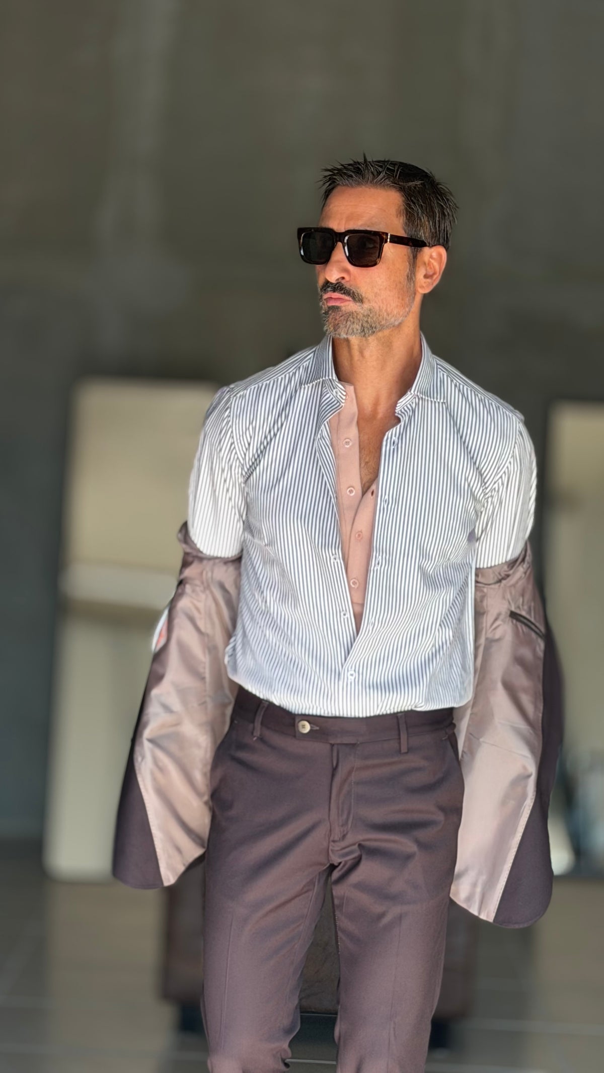 CAMICIA MILLERIGHE MORO  STRETCH POPELINE DI COTONE