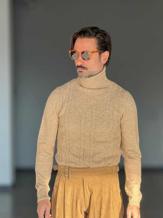 COLLO ALTO TRECCIA BEIGE  VISCOSA TELAMIRA