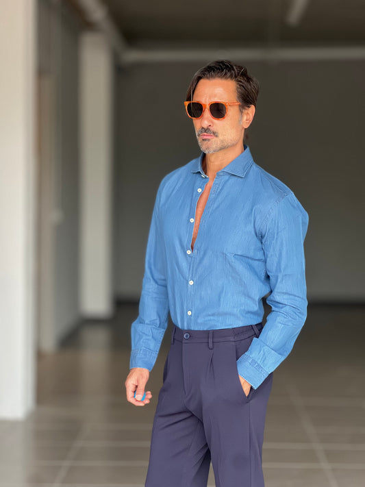 CAMICIA  DENIM LAVAGGIO MEDIO