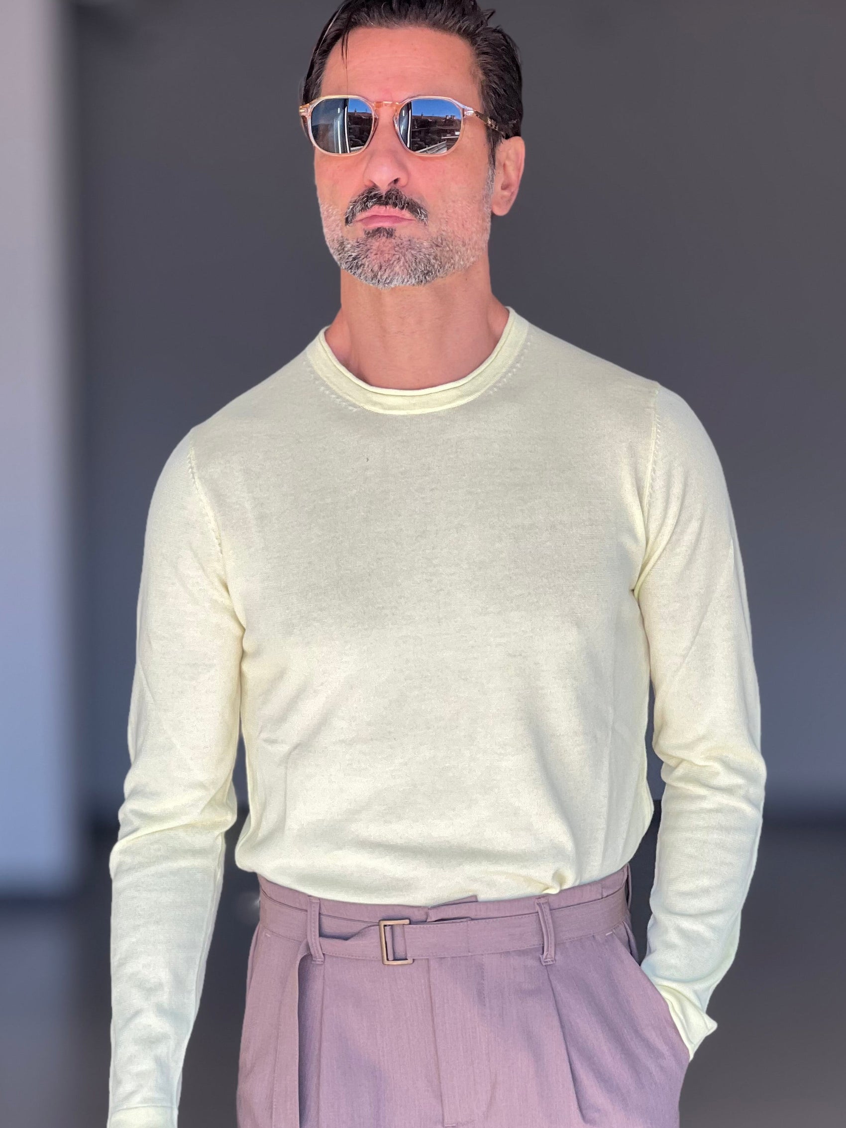 WHITE VISCOSE TROUSERS WITH REGULAR BOTTOM