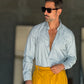 CAMICIA MILLERIGHE VERDE  STRETCH POPELINE DI COTONE
