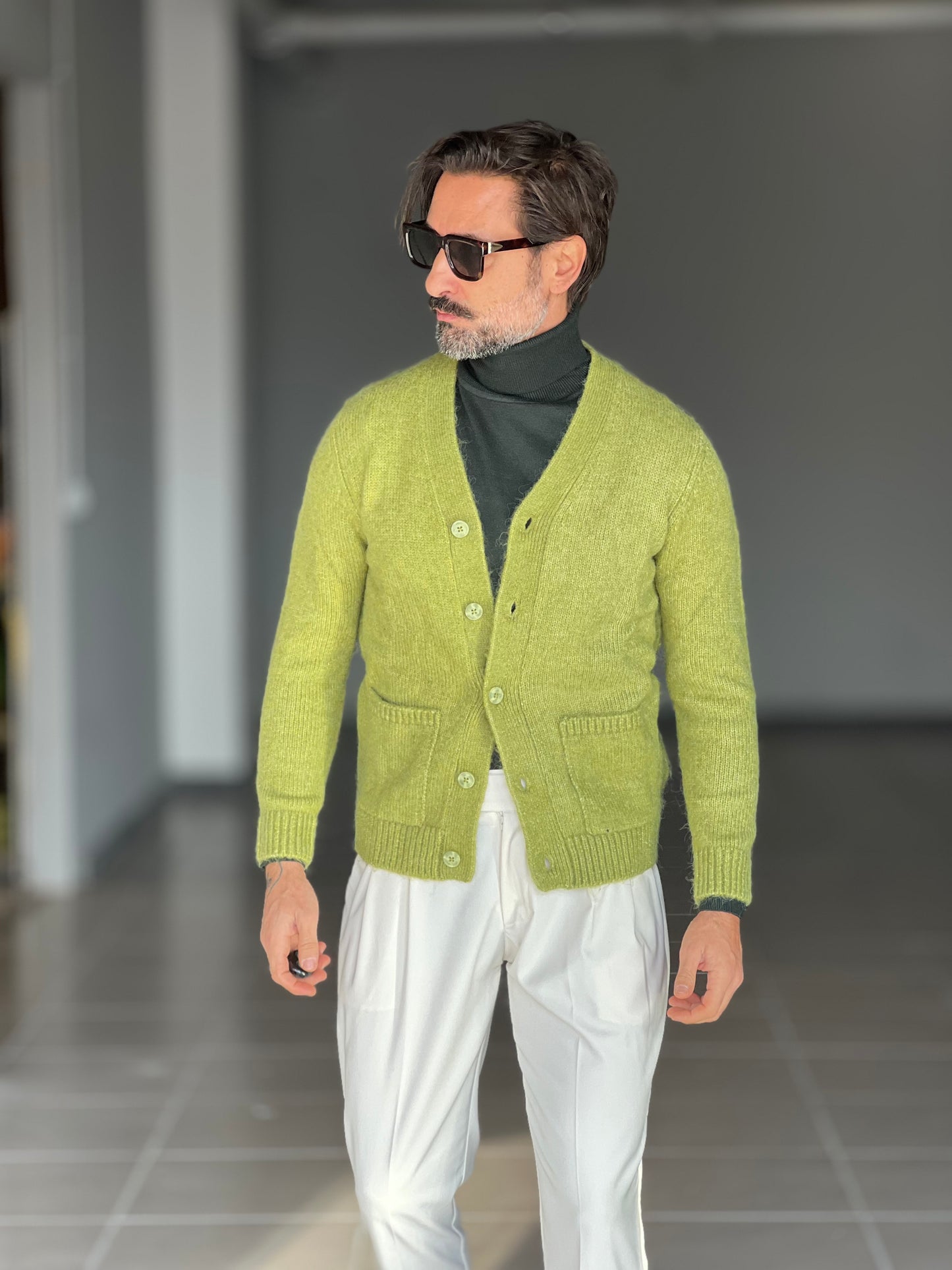 BEIGE COTTON OPEN CARDIGAN