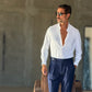 WHITE VISCOSE TROUSERS WITH REGULAR BOTTOM