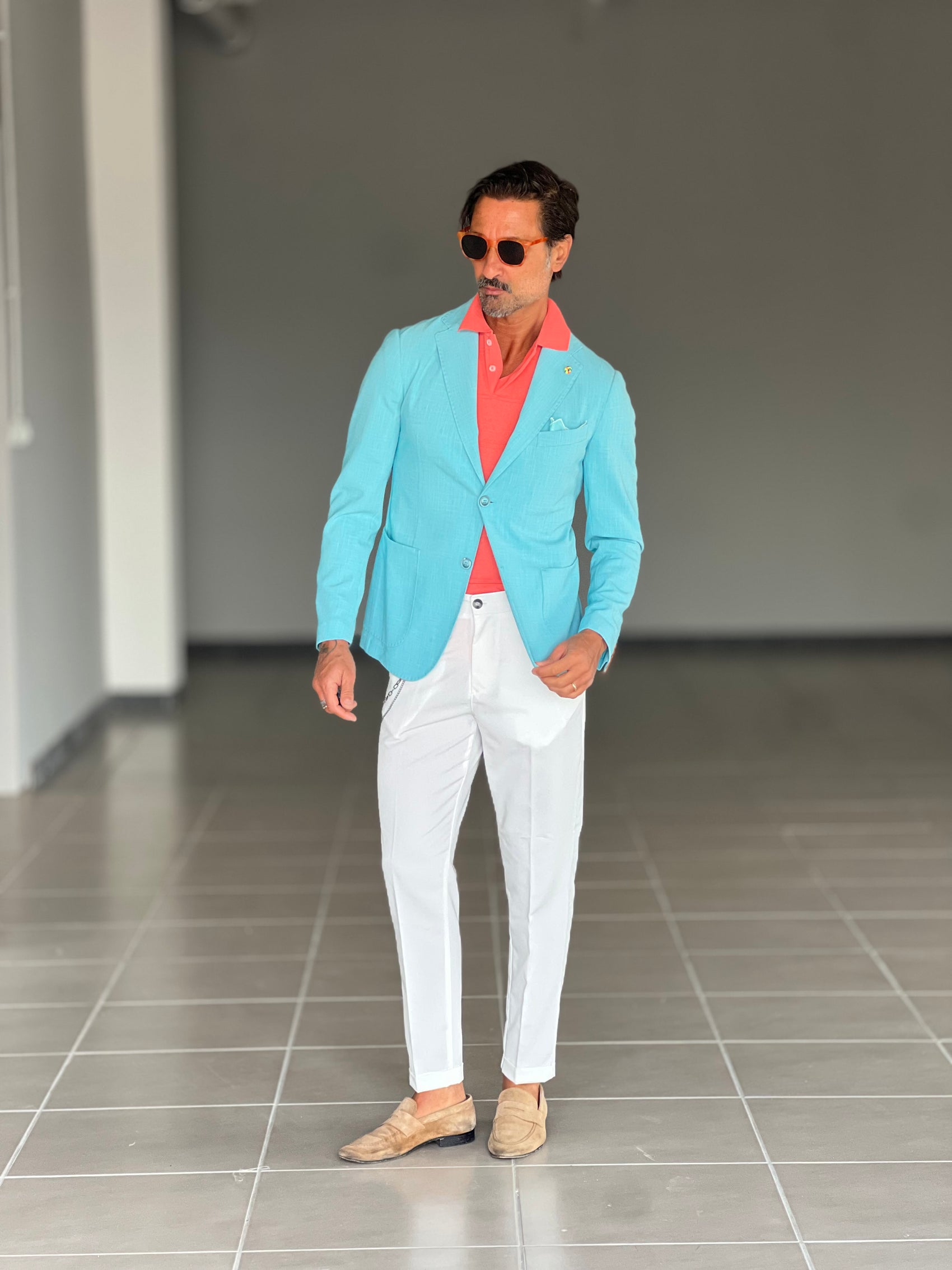 WHITE VISCOSE TROUSERS WITH REGULAR BOTTOM