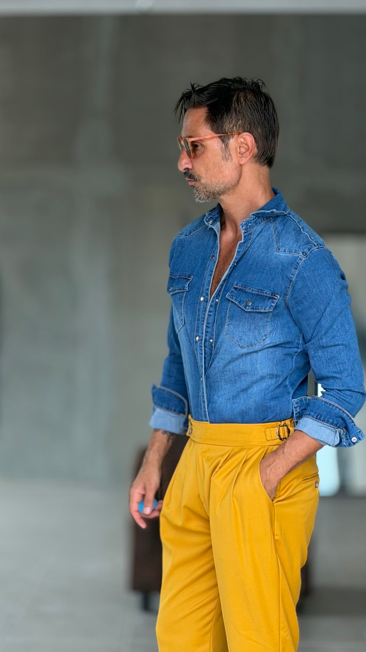 CAMICIA  DENIM LAVAGGIO MEDIO  TEXANA