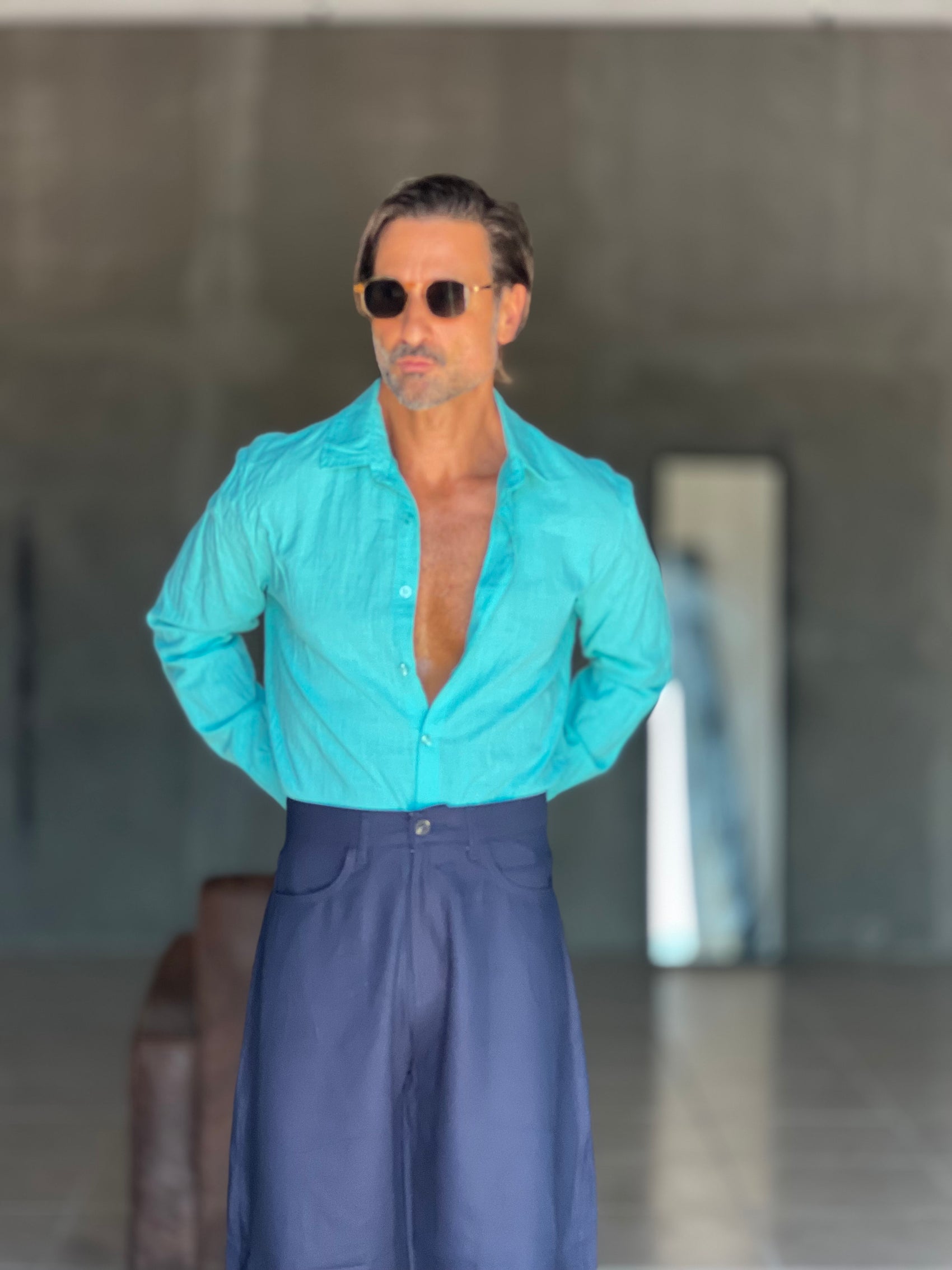 WHITE VISCOSE TROUSERS WITH REGULAR BOTTOM