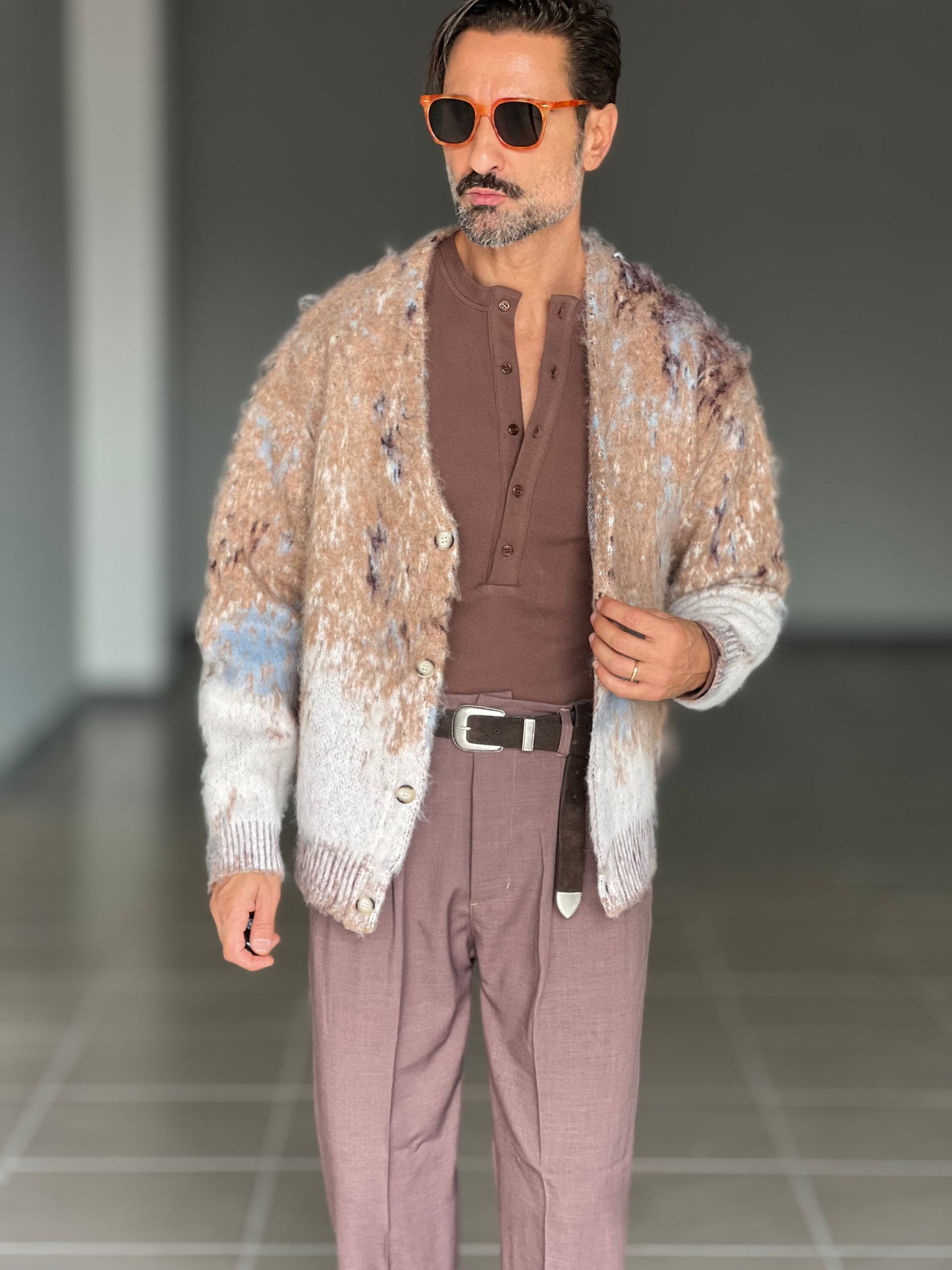 BEIGE COTTON OPEN CARDIGAN