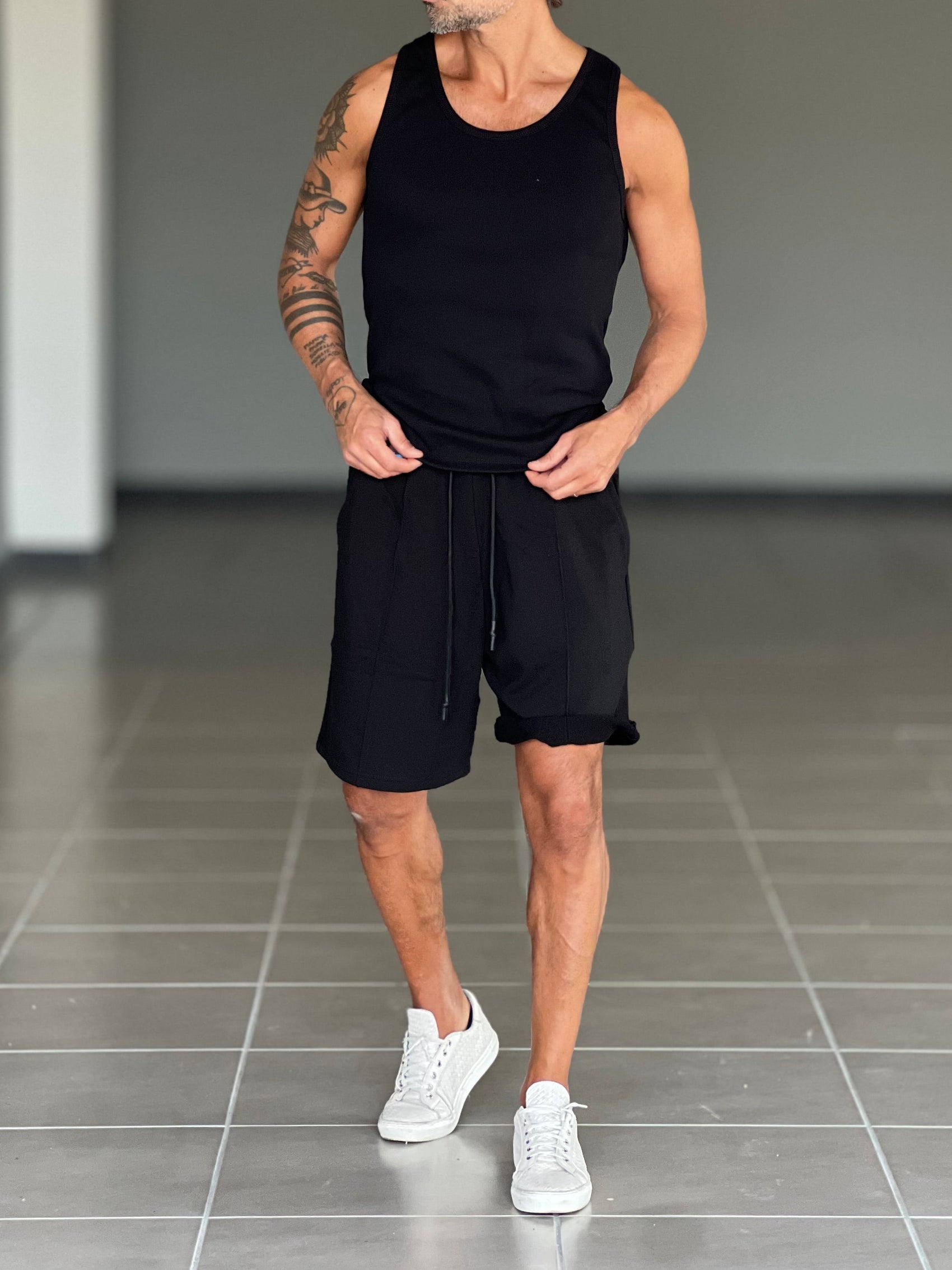 BERMUDA FELPA NERO COMFORT FIT 81
