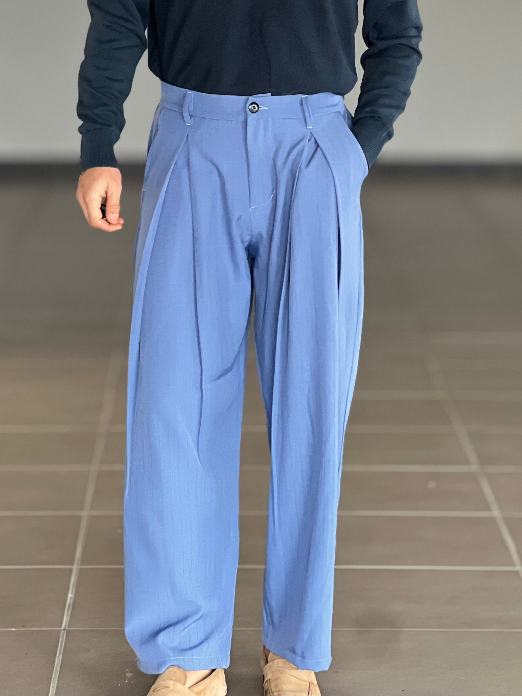 WHITE VISCOSE TROUSERS WITH REGULAR BOTTOM