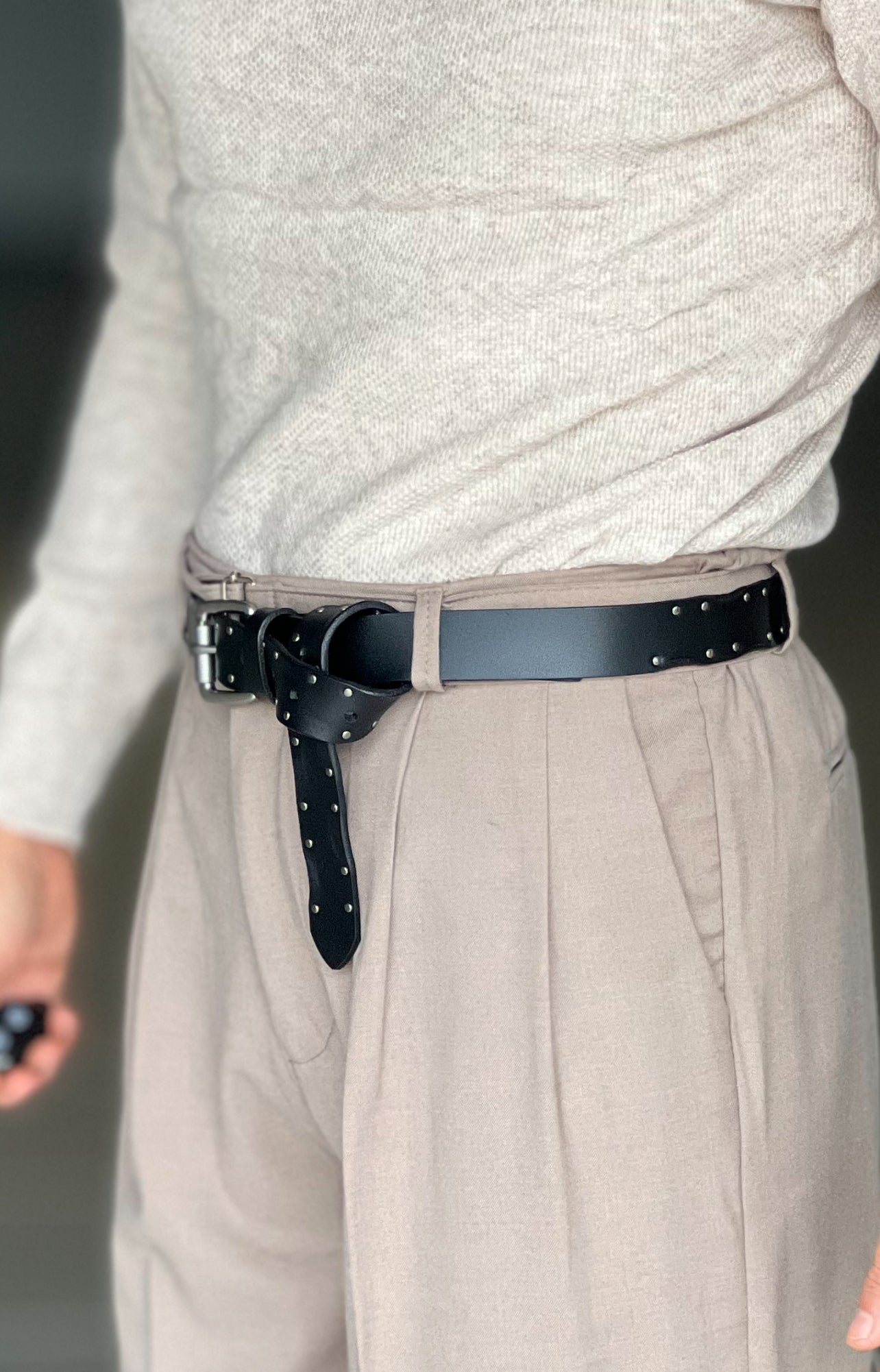 CINTURA  PELLE NERA SORRENTO  BORCHIA