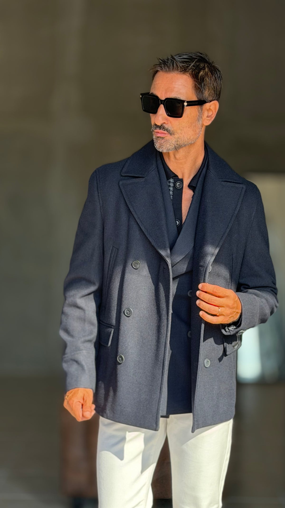 BLUE HIGH NECK COAT