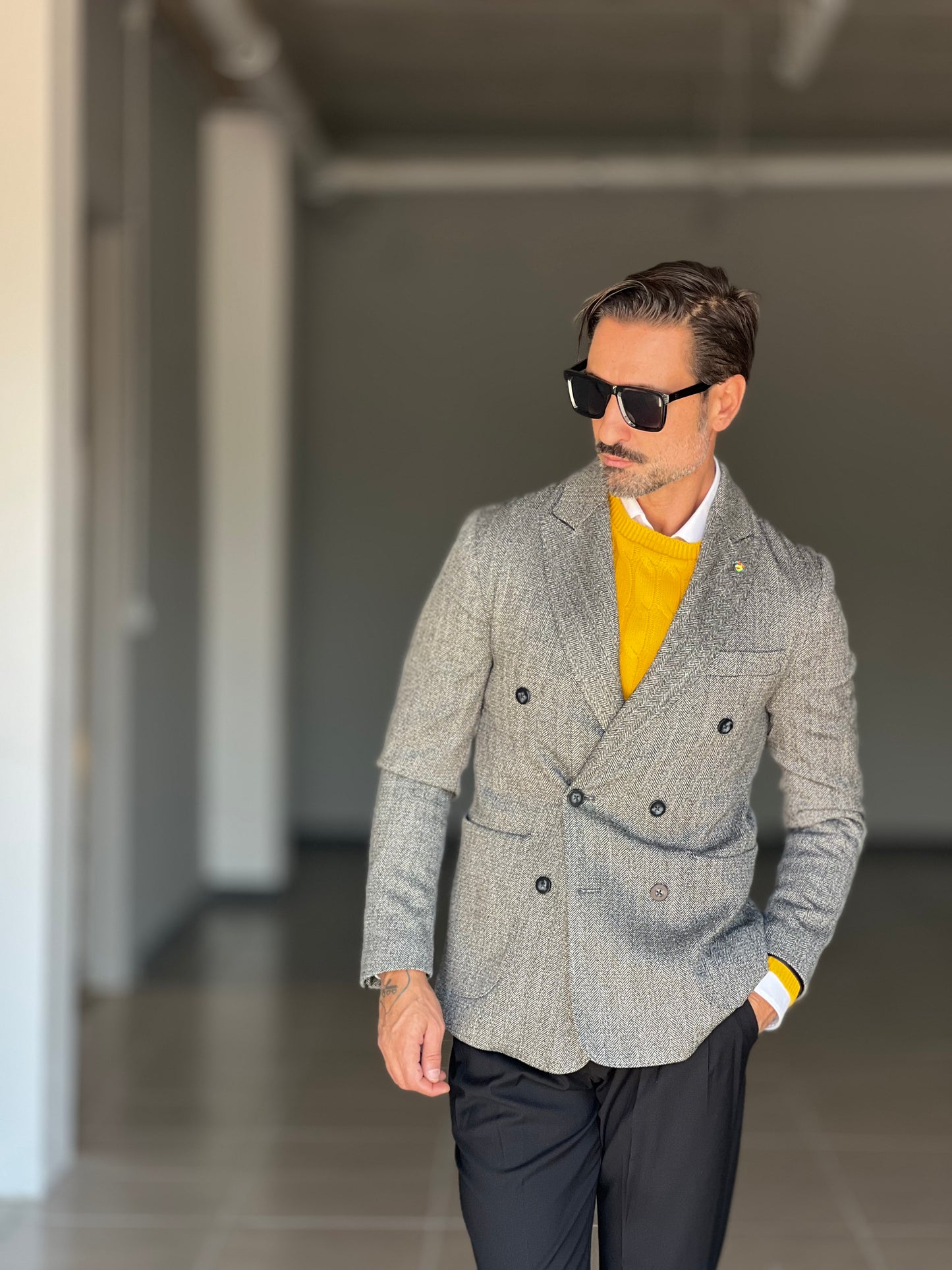 GIACCA PANNO TWEED  MICROFANTASIA GRIGIA  DOPPIOPETTO