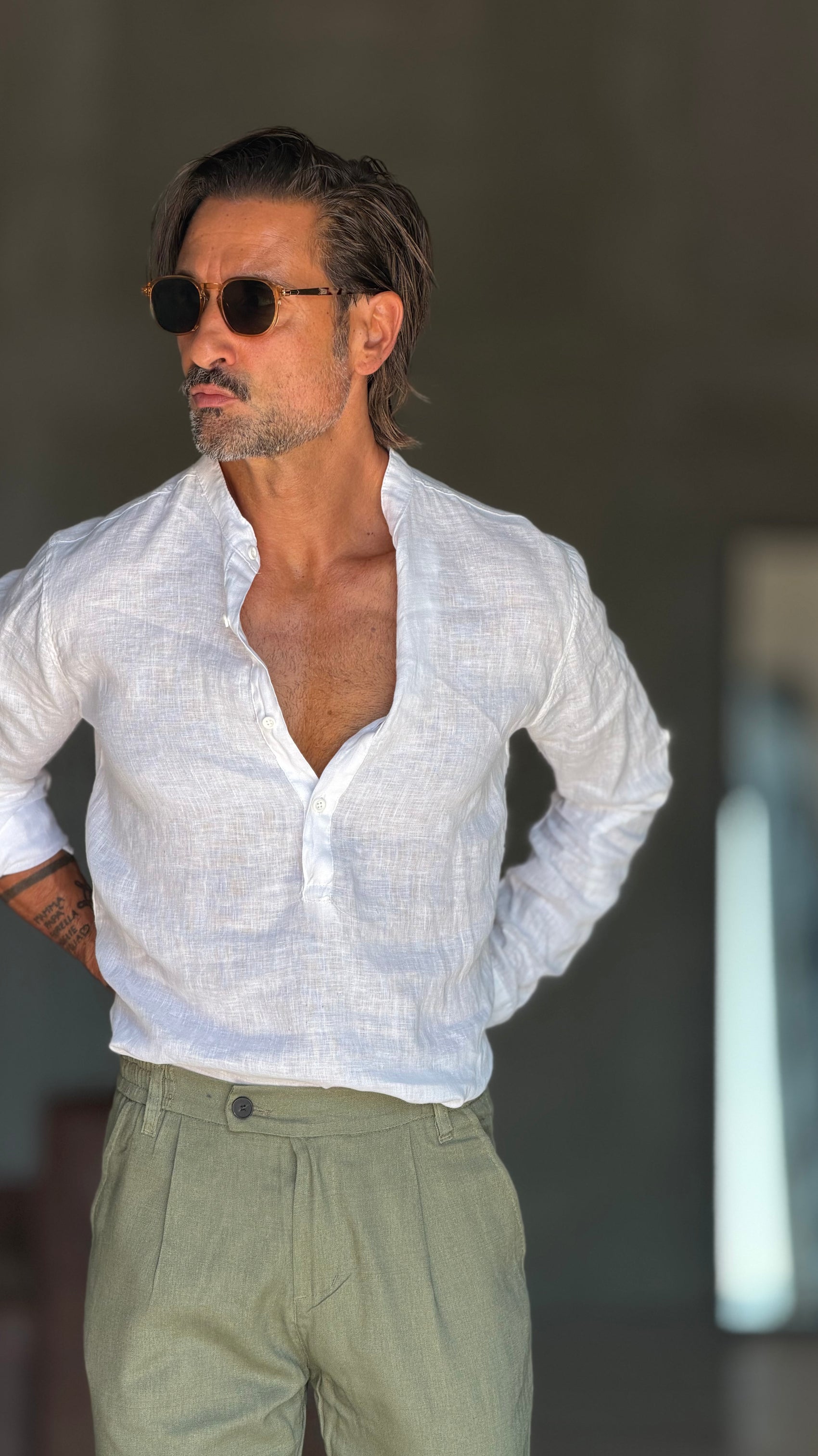 CAMICIA  SERAFINO BIANCO LINO PURO