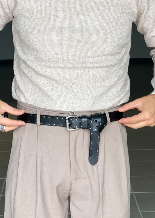 CINTURA  PELLE NERA SORRENTO  BORCHIA