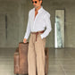 WHITE VISCOSE TROUSERS WITH REGULAR BOTTOM