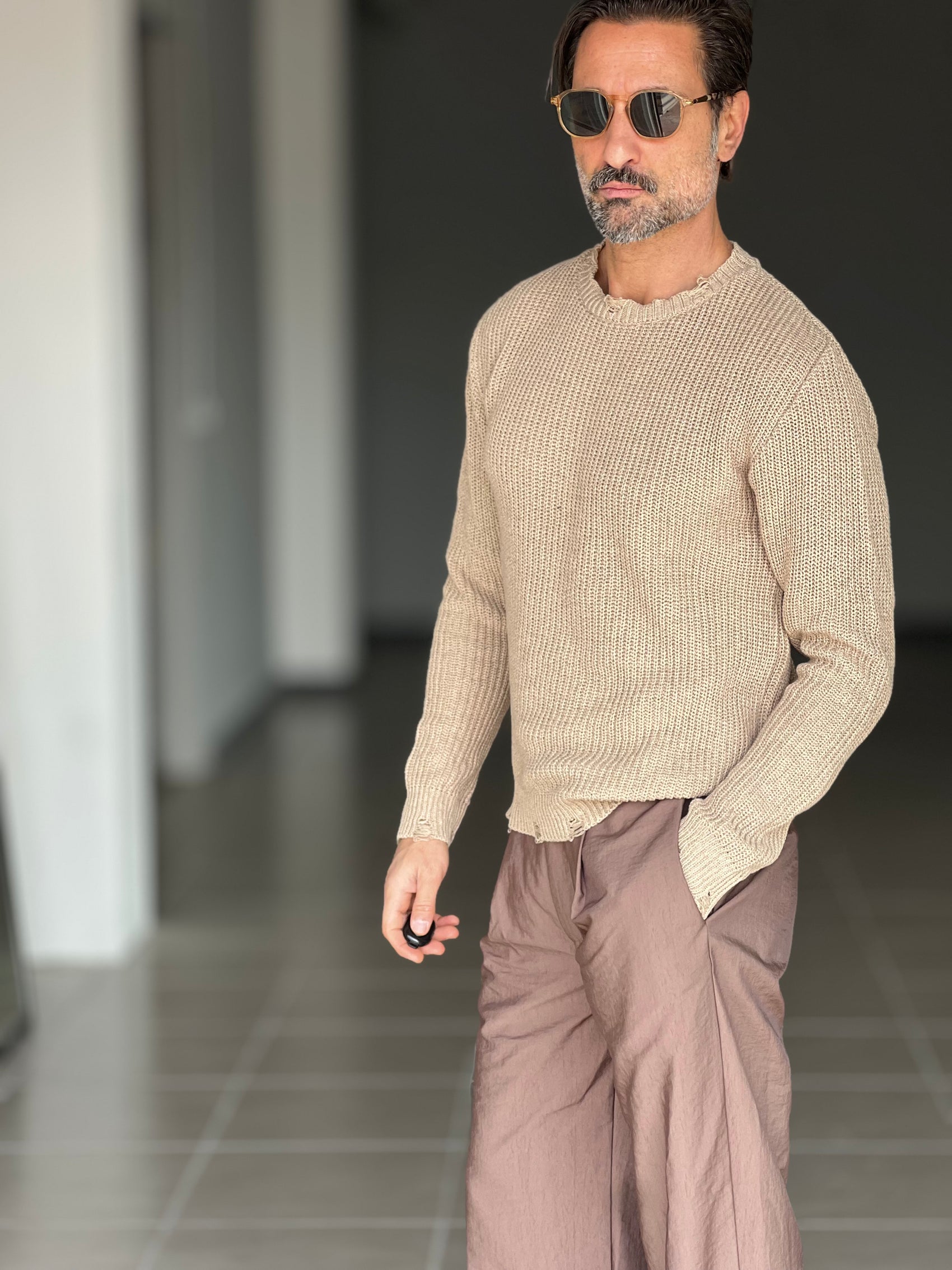 MAGLIA  BEIGE  GIROCOLLO COSTA INGLESE BL11