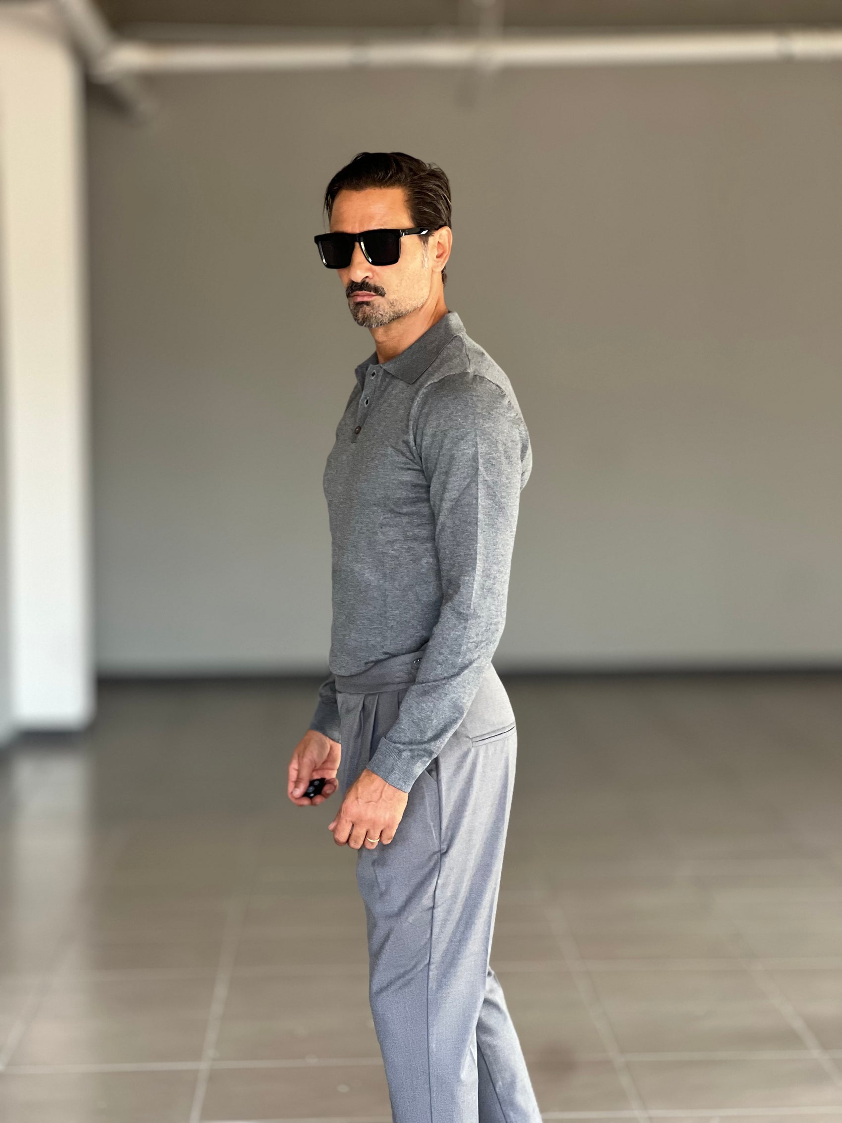 PANTALONE VITA ALTA GRIGIO  VISCOSA E MISTI