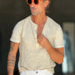 T SHIRT SERAFINO CREMA  MISTO LINO