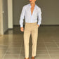 PANTALONE  PINCES  CAMMELLO  GABARDINE DI COTONE G PLAY