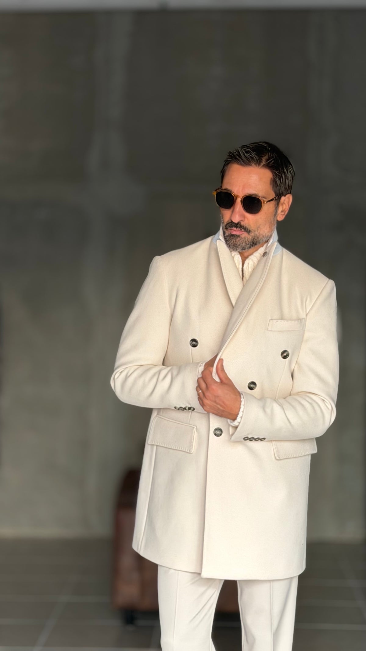 BLUE HIGH NECK COAT