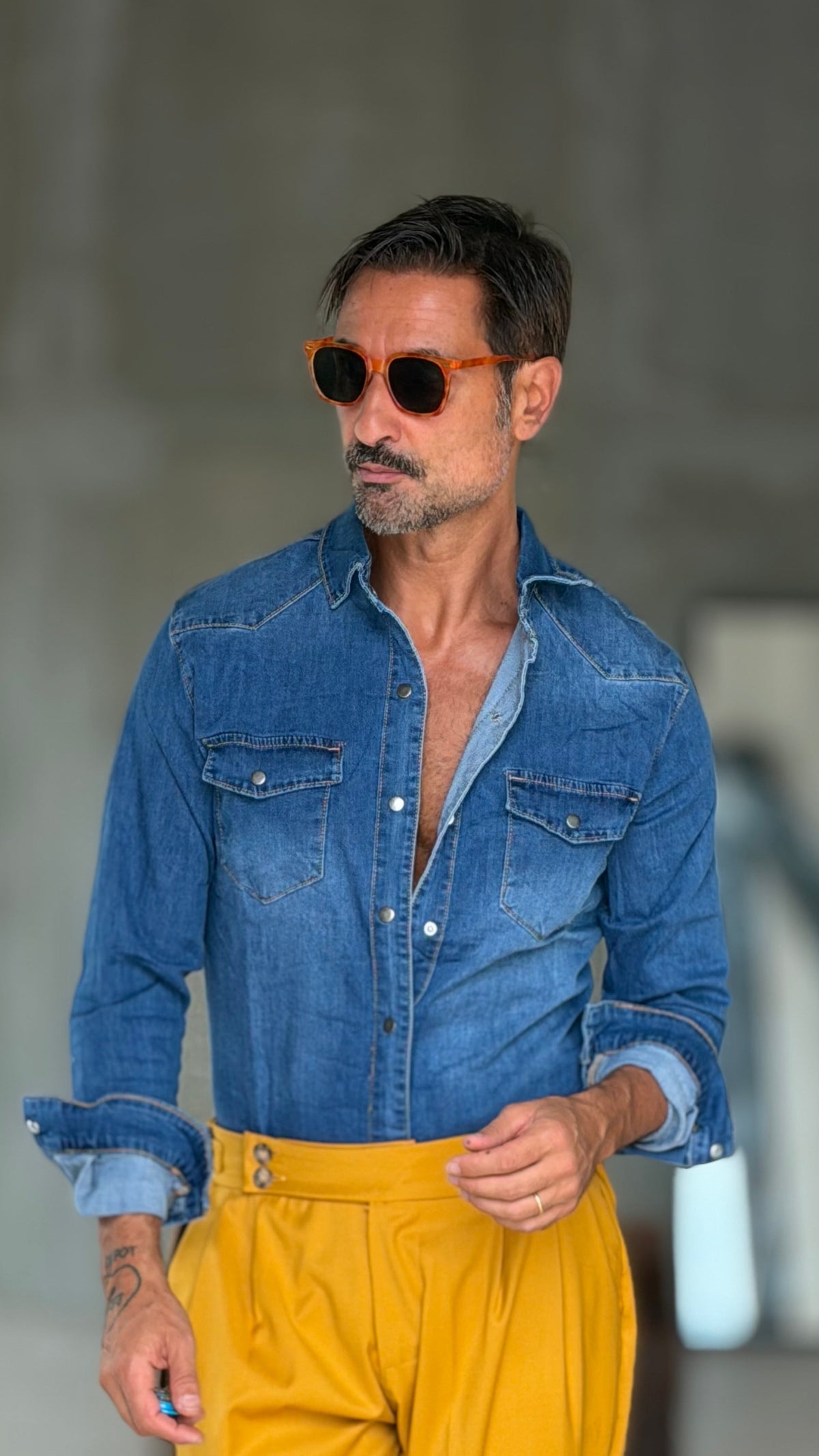 CAMICIA  DENIM LAVAGGIO MEDIO  TEXANA