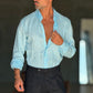 CAMICIA CELESTE CIELO   LINO