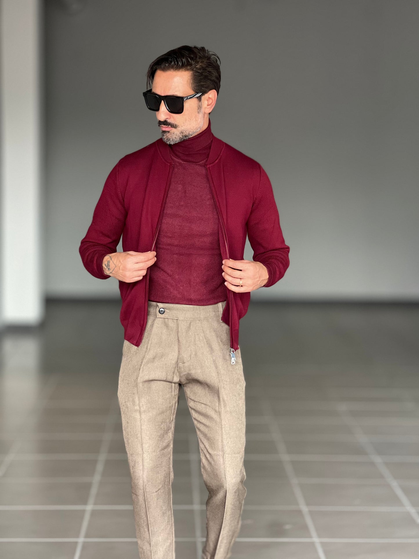 BEIGE COTTON OPEN CARDIGAN