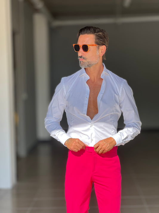 CAMICIA BIANCA COTONE COLLO ITALIANO STRECH