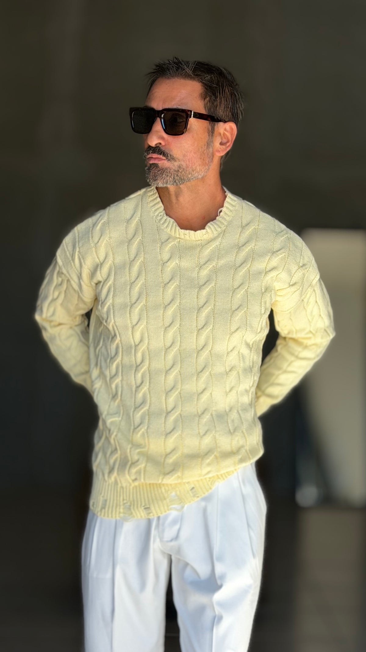 PULLOVER GIALLO  TRECCIA ROTTURE RUGULAR
