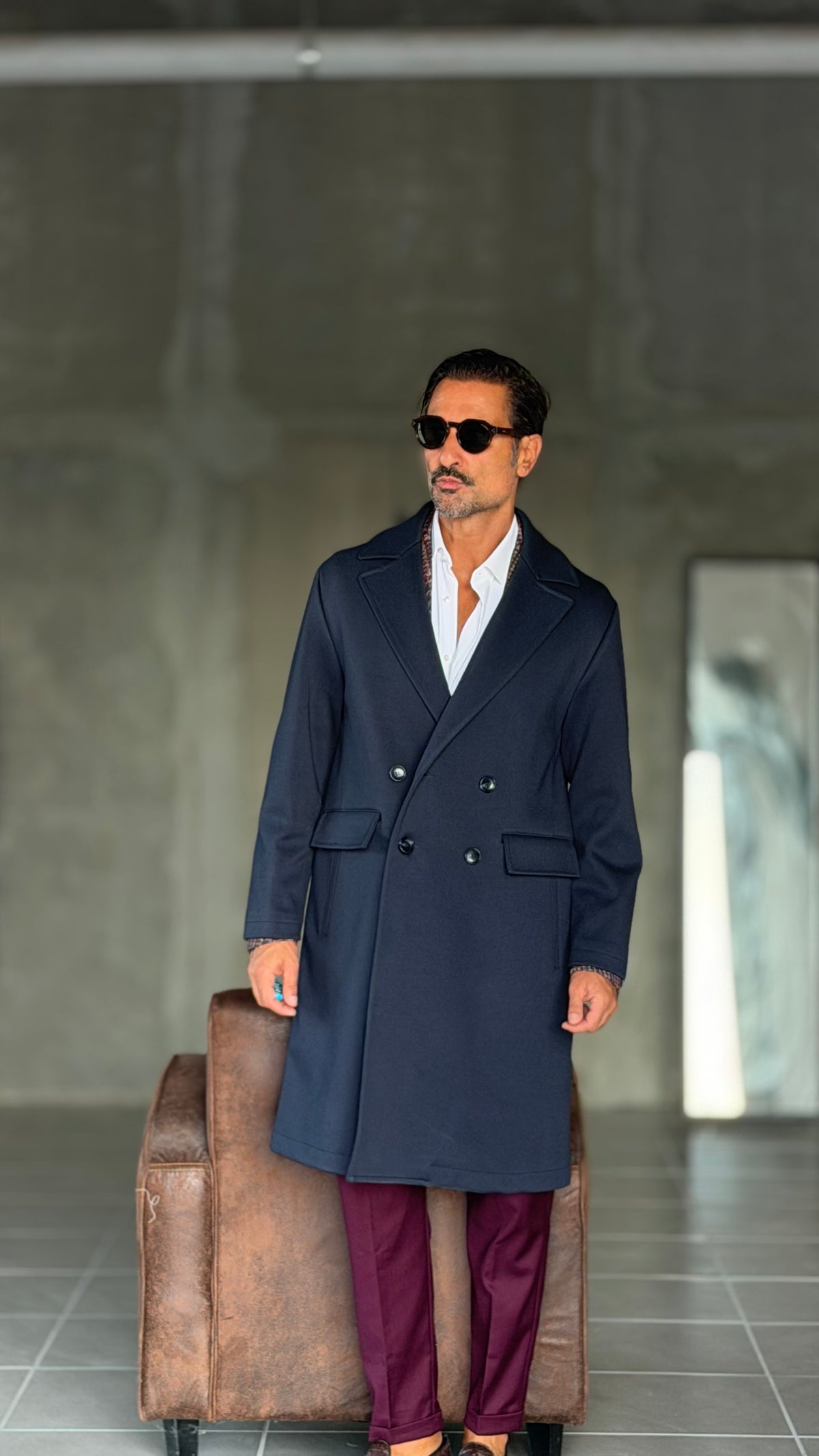 CAPPOTTO  DOPPIPETTO BLU OVER FIT  ALTATENSIONE