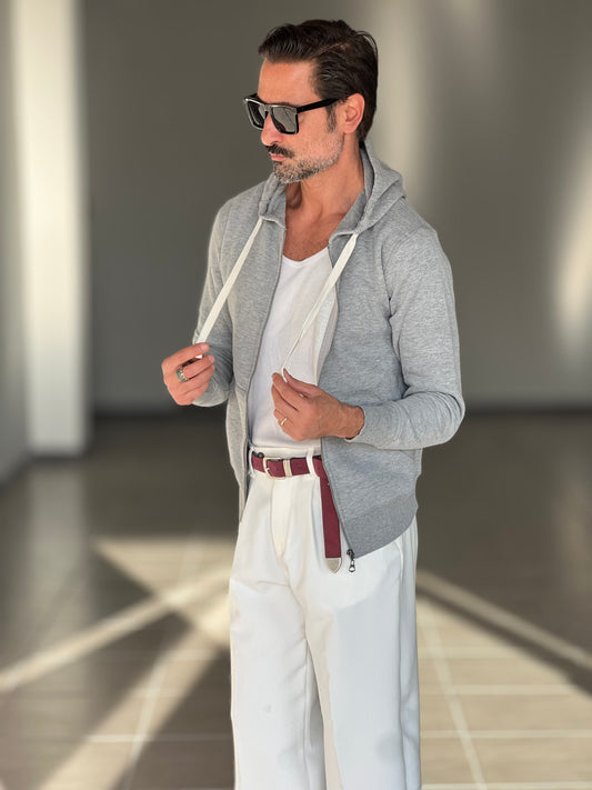 FELPA  GRIGIA DOPPIATA ZIP