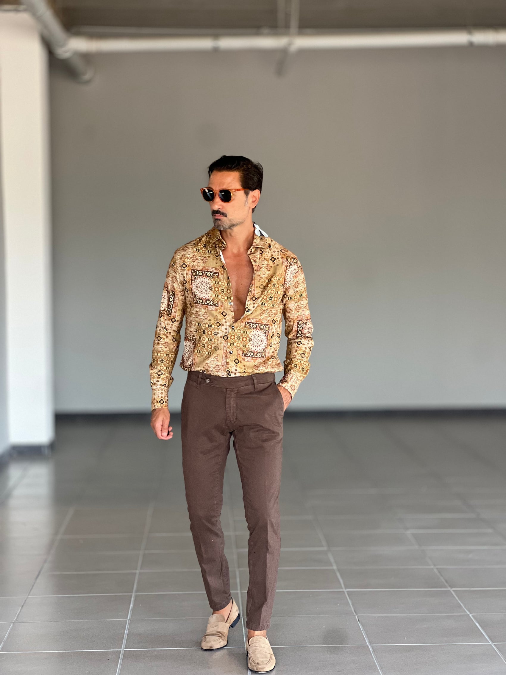 *CAMICIA KOON STAMPA FONDO CAMMELLO