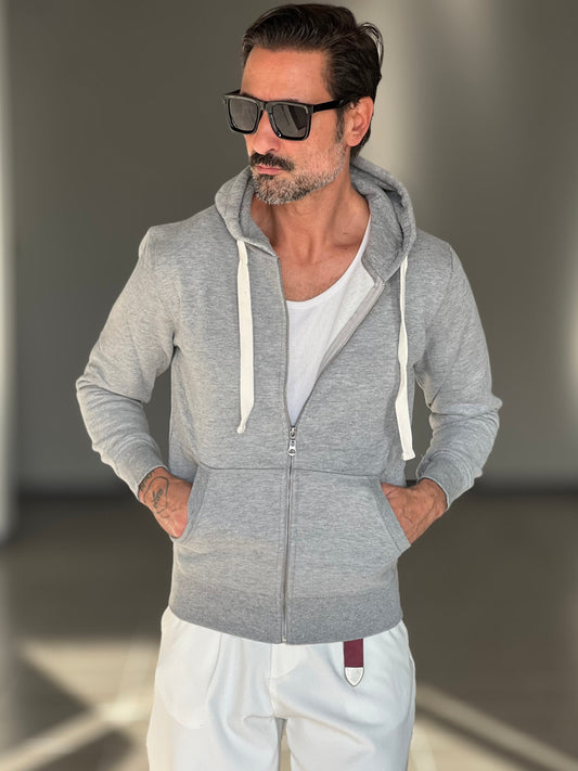 FELPA  GRIGIA DOPPIATA ZIP