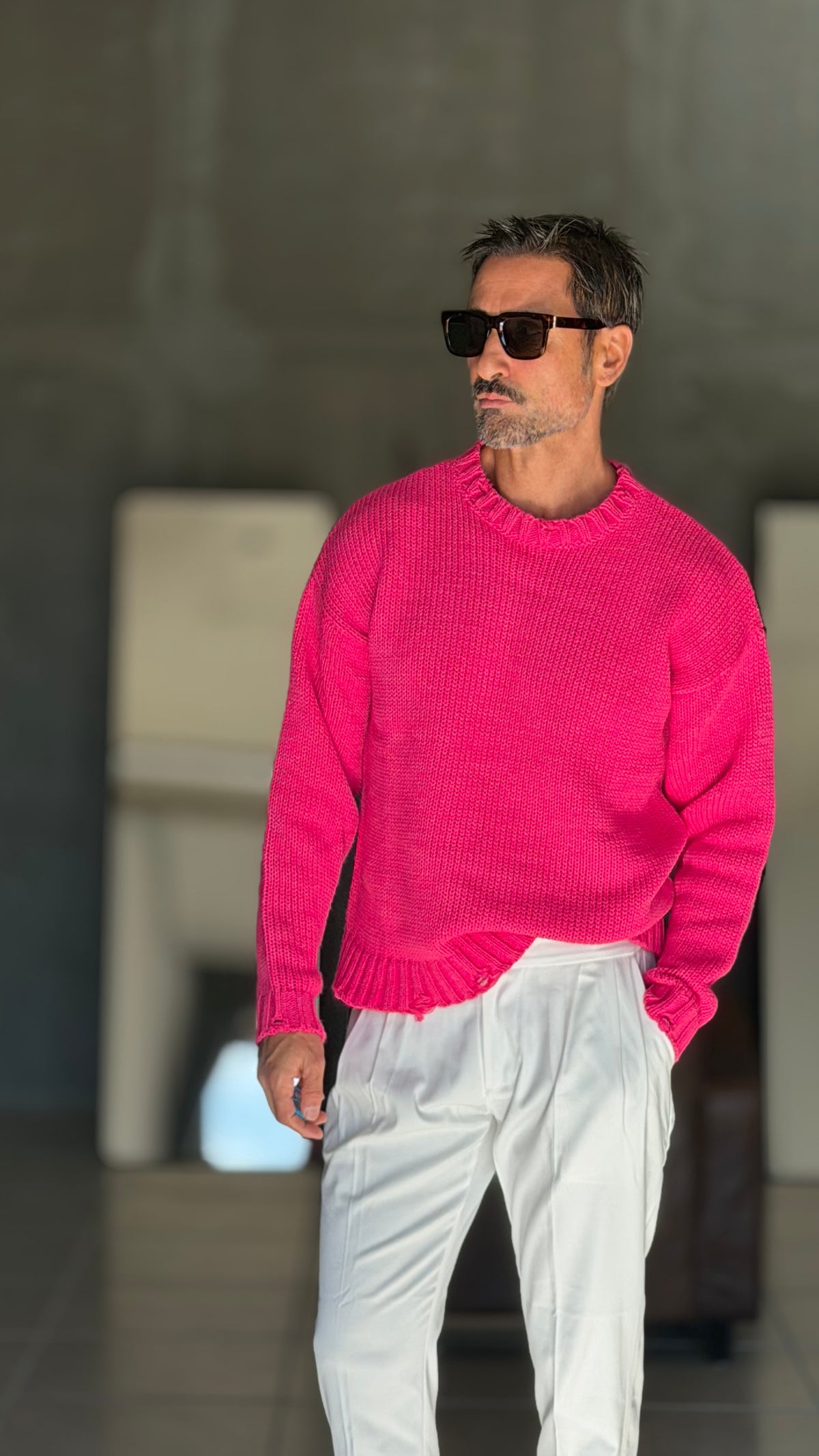 WHITE VISCOSE TROUSERS WITH REGULAR BOTTOM