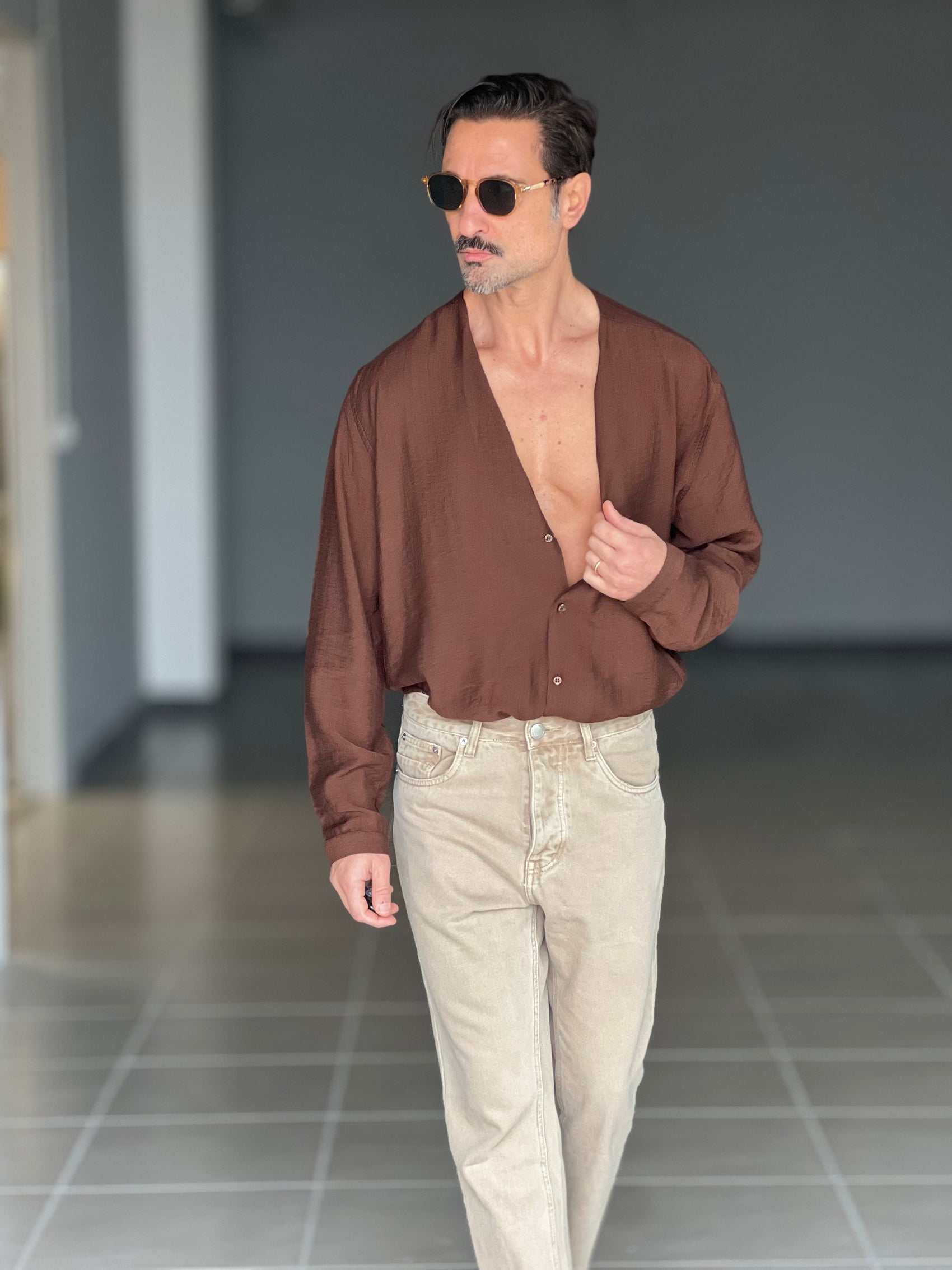 CAMICIA MORO COREANA GIROCOLLO COTENE VISCOSA