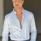NEW CAMICIA CELESTE POPELINE DI COTONE STRECH