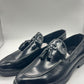 DOUBLE BUCKLE BLACK SUEDE LOAFERS