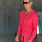 CAMICIA COREANA. ROSSA CORALLO GOFFRATA COTONE  EFFETTO LINO 278