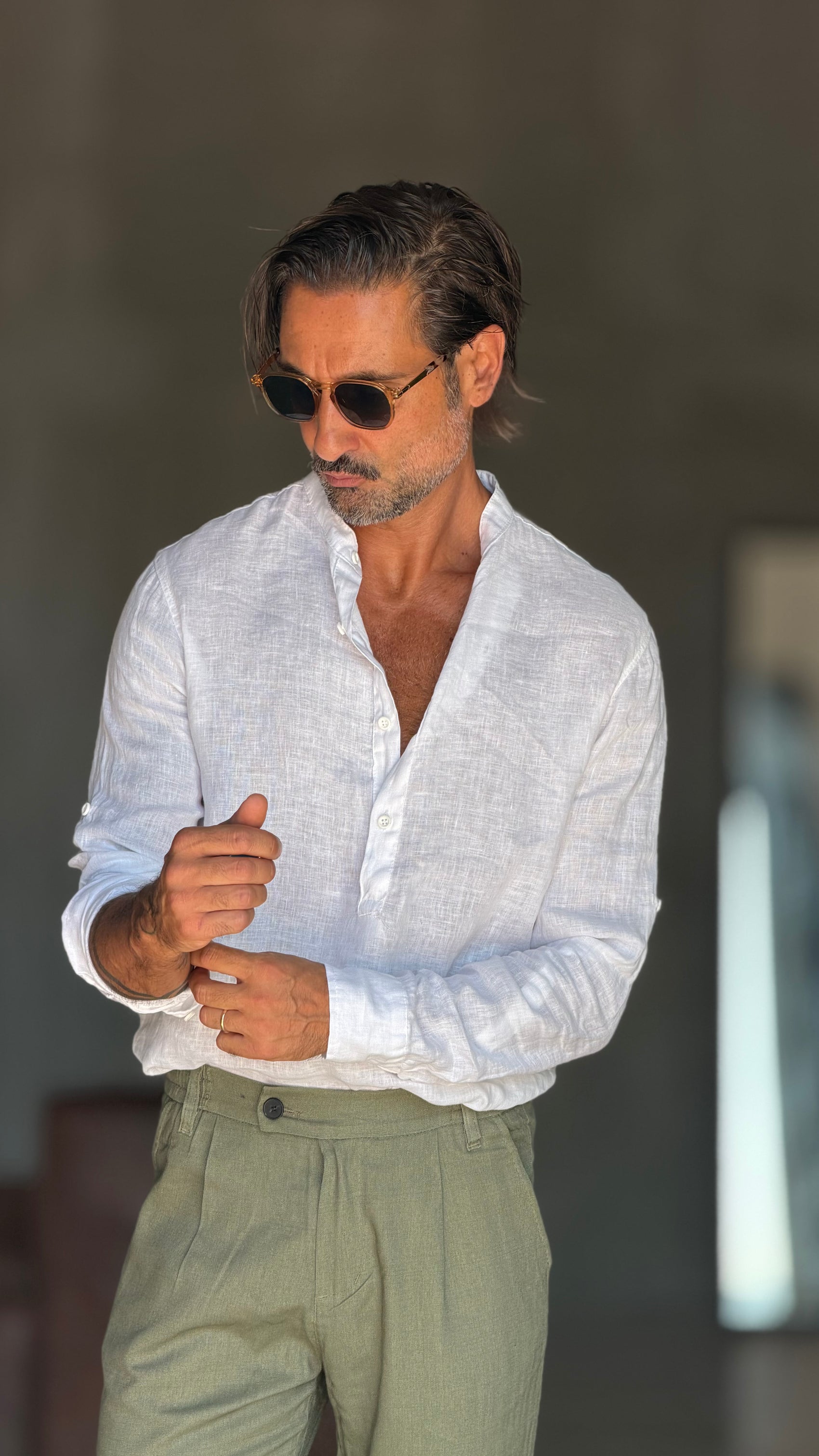 CAMICIA  SERAFINO BIANCO LINO PURO