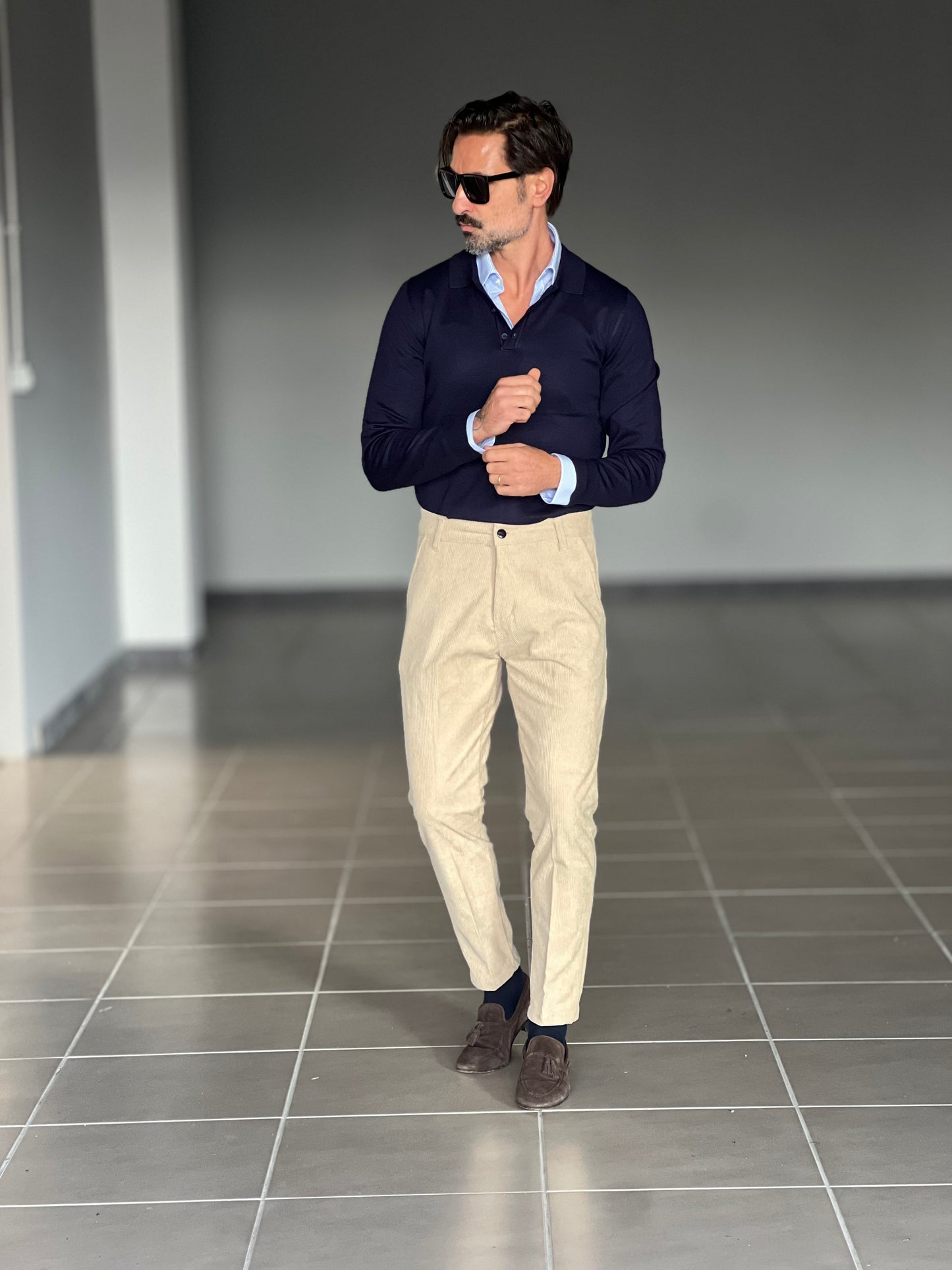 PANTALONE CREMA VELLUTO MILLERIGHE GAMBA DRITTA TASCA AMERICA