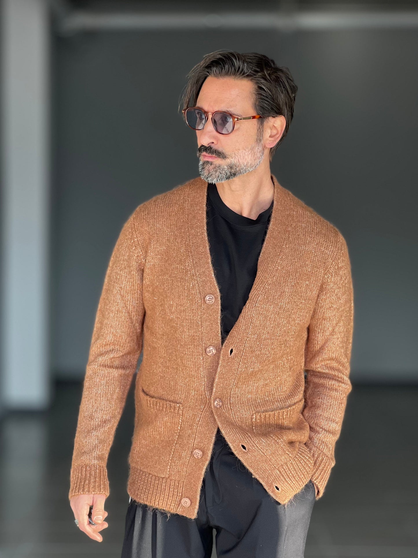 BEIGE COTTON OPEN CARDIGAN