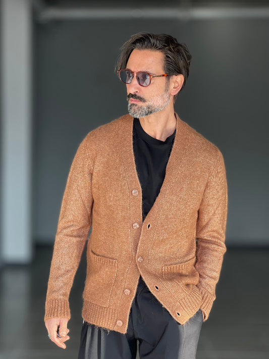 BEIGE COTTON OPEN CARDIGAN