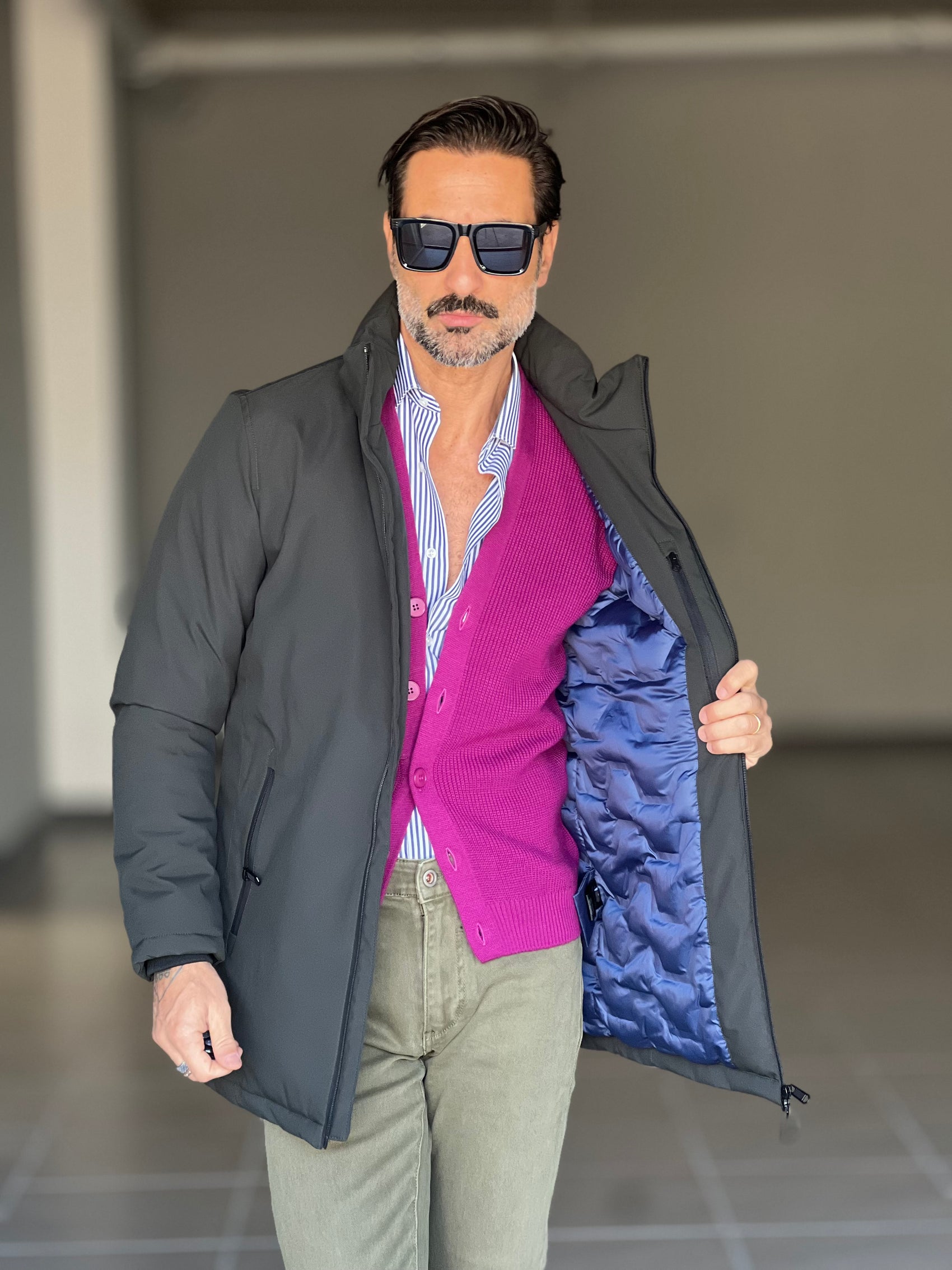 *PARKA HAPPER  VERDE TESSUTO TECNICO ZIP TERMOSALDATE