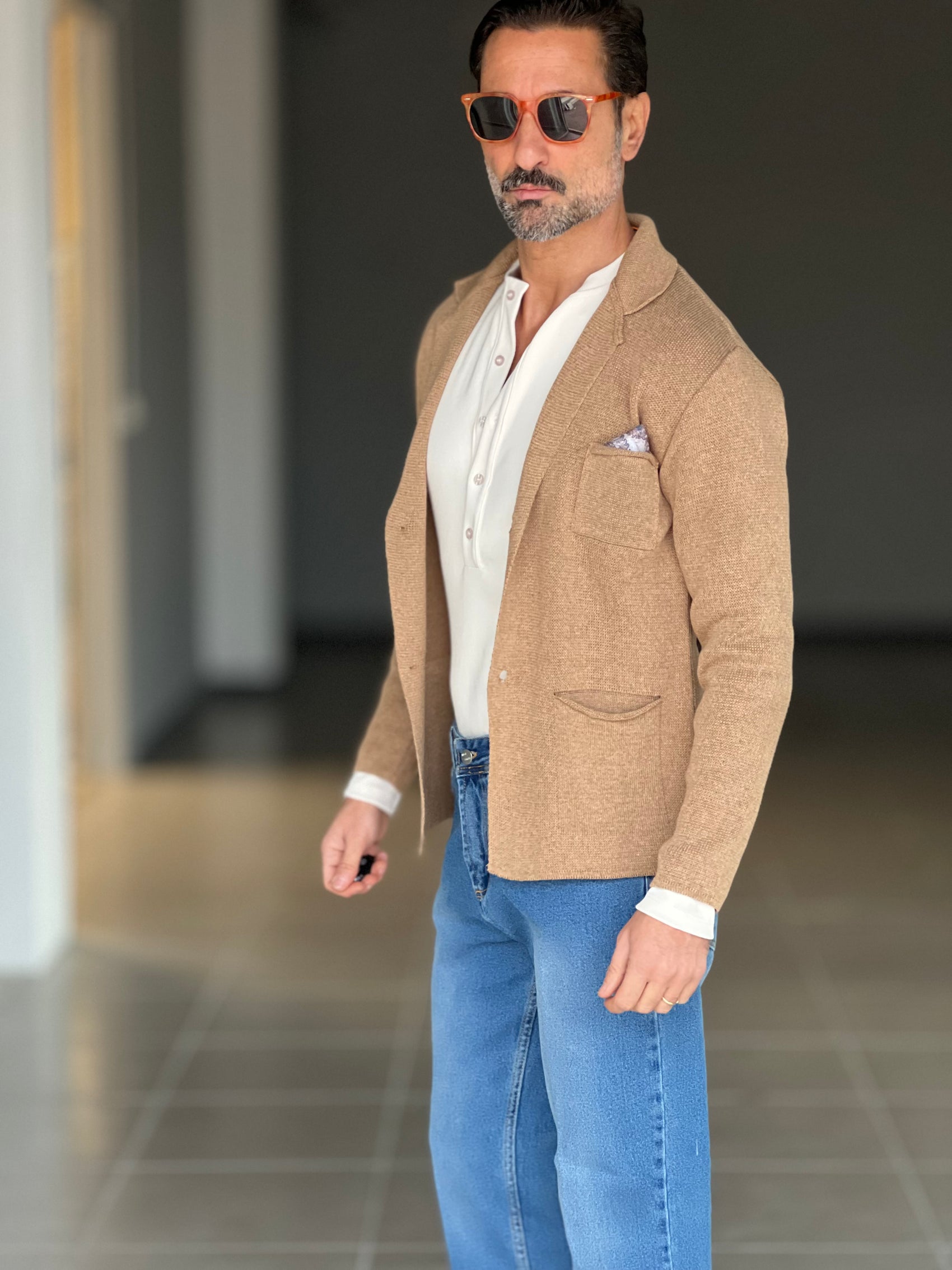 CARDIGAN GIACCA CAMMELLO  COTONE