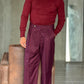 PANTALONE  PRUGNA PINCES VISCOSA  FONDO AMPIO  EFFETTO FLANELLA BATTUTA