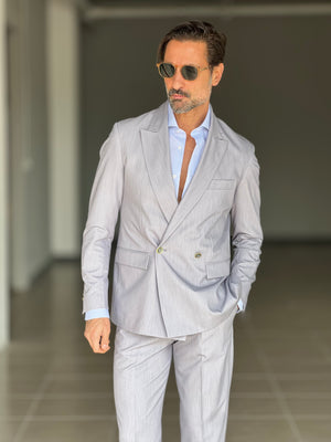 ABITO GRIGIO PERLA   DOPPIOPETTO UN  BOTTONE METALLO