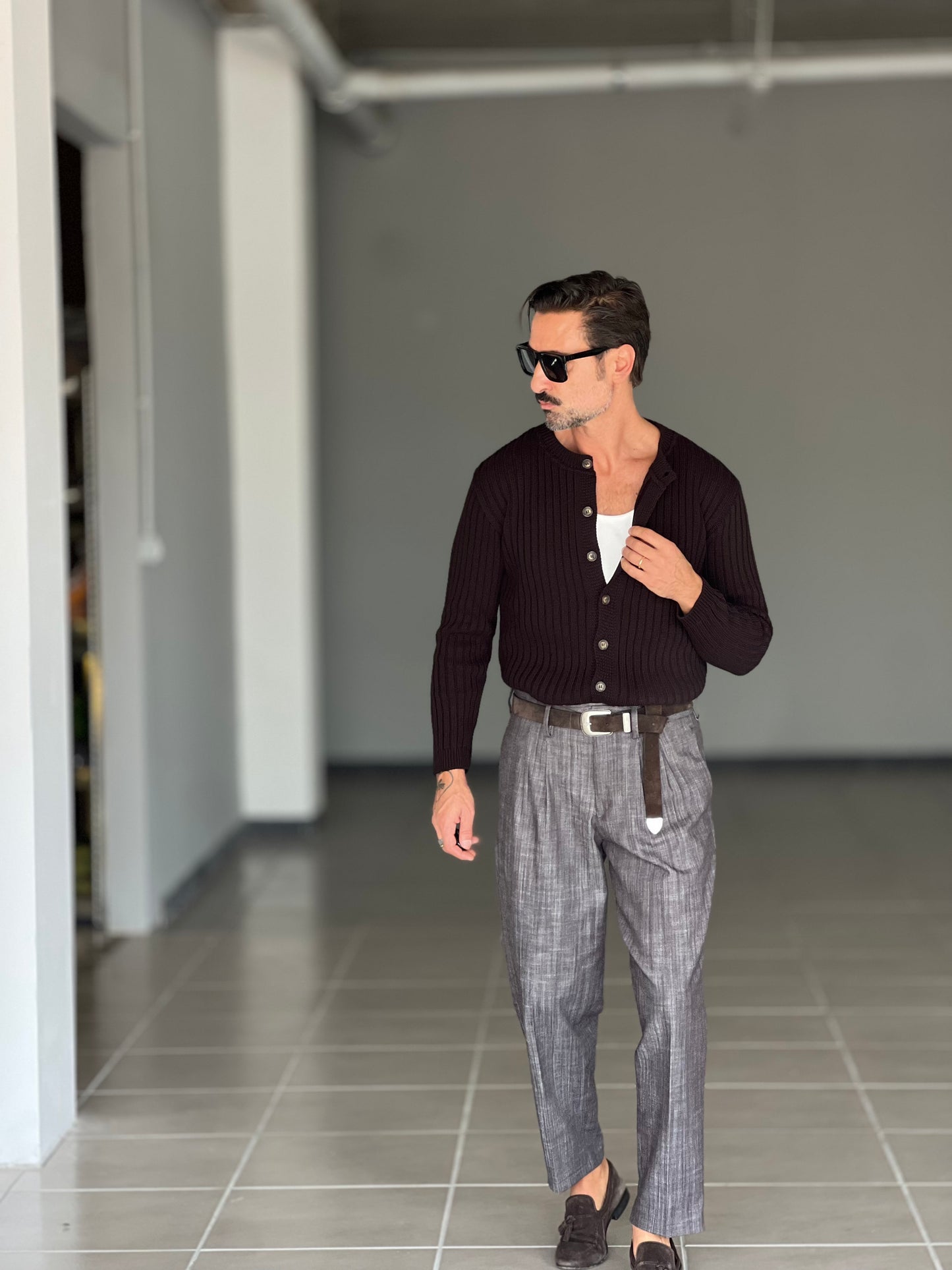 BLUE THREAD COTTON CREW NECK SWEATER