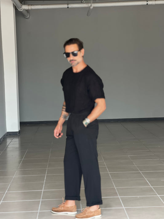 WHITE VISCOSE TROUSERS WITH REGULAR BOTTOM